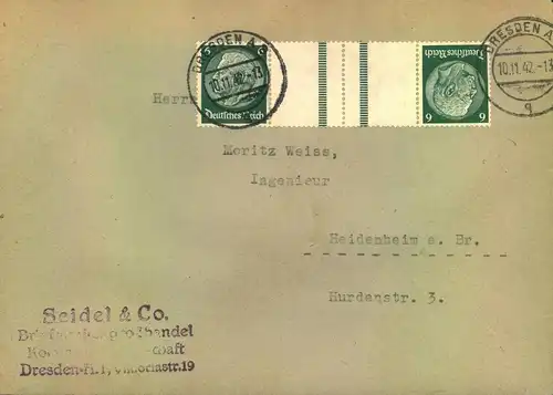 1940, Firmenbríef ab DRESDEN mit Kehr-Zusammendruck