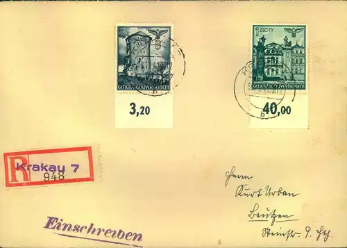 1843, Generalgouvernement. Einschreiben von KRAKAU 7