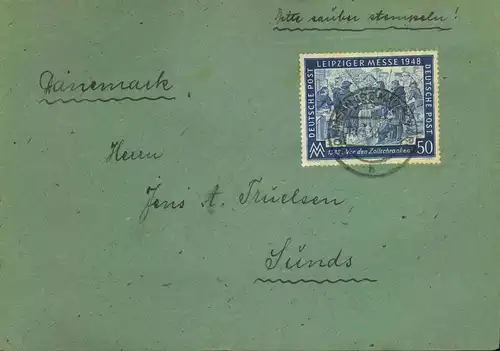 ü1947,Auslandsbrief mit 50 Pfg. Messe ab MERSEBURG  nach Dänemark