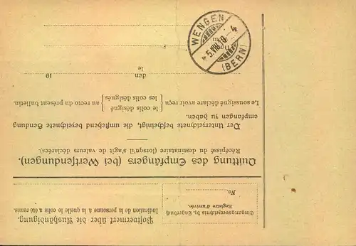 1912, Paketkarte ab FRANKFURT (MAIN)