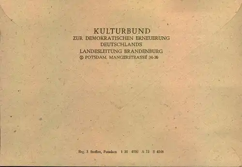 1950,, 12 Pf. "Tag der BrIefmarke" im Paar auf Behördenpost ab POTSDAM