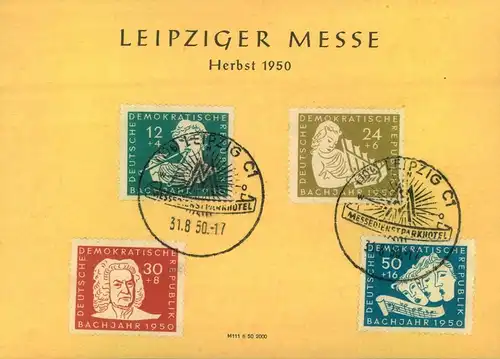 190, BACHJAHR   (DDR 2567259) komplett mit Messe-Sinderstempel