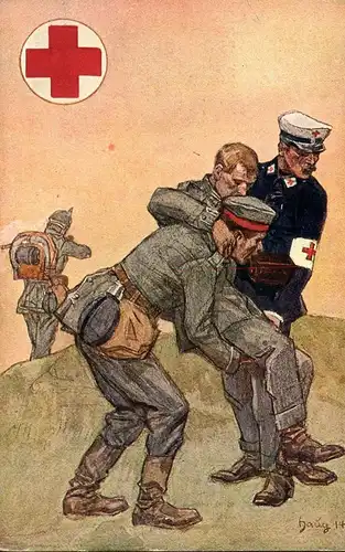 1916, offizielle Postkarte des württembergischen ROTEN KREuZES