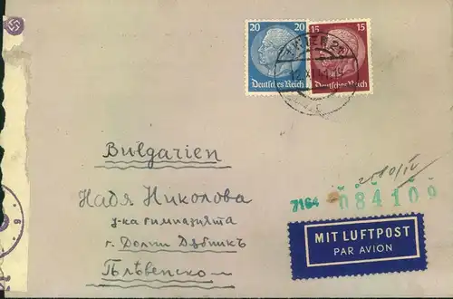 1941, Luftpostbrief ab WIEN nach Bulgarien mit OKW-Zensur212203