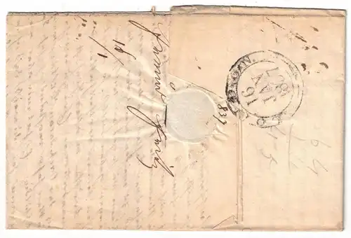 1837, folded letter from SOUZ to Cobnrad Rosenthal in Londo