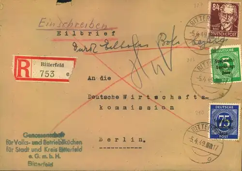 1949, Einschreiben / Eilboten aus VITTERFELD