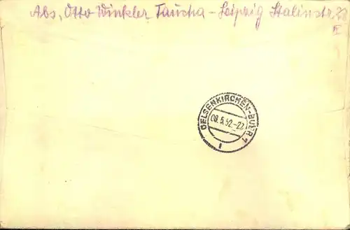 1952,Einschreiben / Eilboten aus TAUCHA nach Gelsenkirchen
