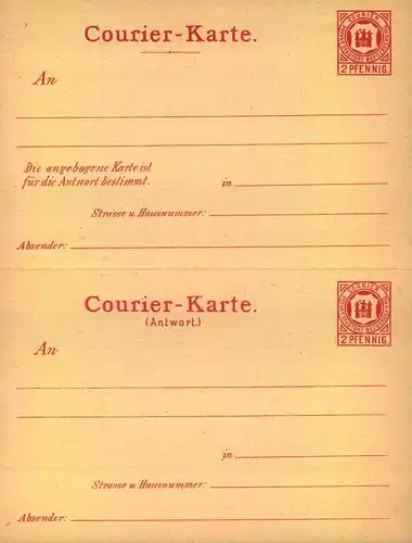 1895 ca, MAGDEBURG COURIER, ungebrauchte Doppelkarze