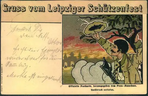 1899, Privatganzsache  (PP 9) "Gruss vom Leipziger Schützenfesrt, gelaufen