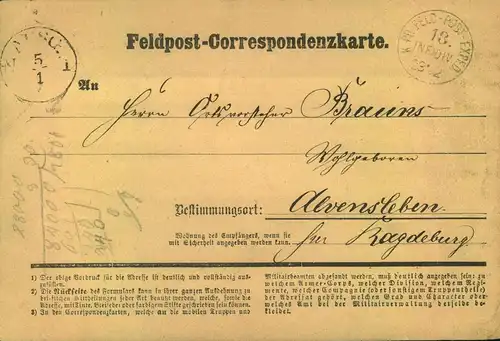 1870/71, Feldpostkarte aus dem Deutschh - Französischen Krieg