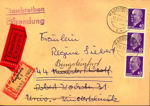 1965, Einschreiben/e mit MeF  Ulbricht ab MAGDEBURG