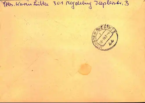 1965, Einschreiben/e mit MeF  Ulbricht ab MAGDEBURG