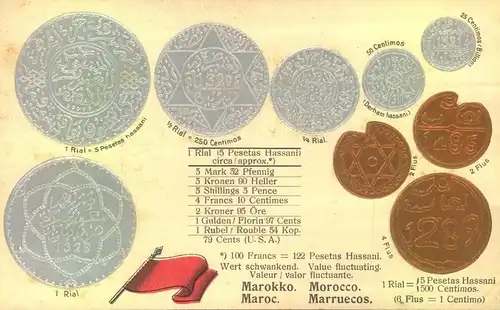 MÜNZEN DER WELT- COINS OF THE WORLD - Prägekarte/ embossed - MAROKKO