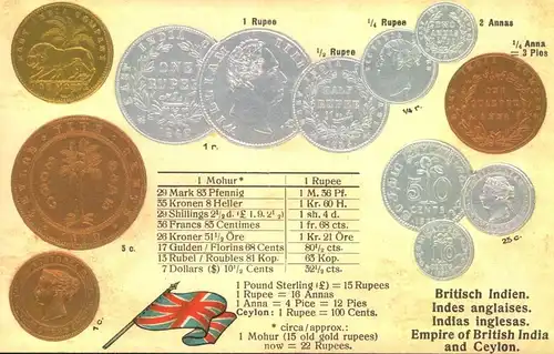 MÜNZEN DER WELT- COINS OF THE WORLD - Prägekarte/ embossed - BRITISCH INDIEN