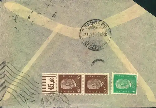 1933, Brief ab DRESDEN mit französische Luftpost nach Santiago