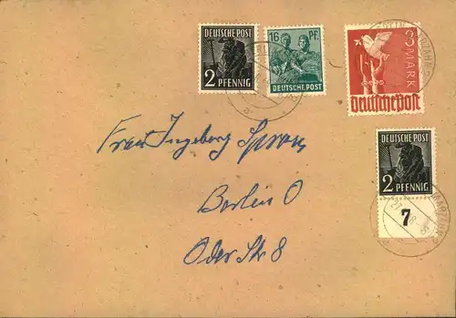 1948, 10.fach Doppel- Ortsbrief ab BERLIN - MARZAHN 2