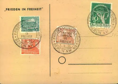 1950, Sonderkarte zum 1. Mai mit guter Frankatur