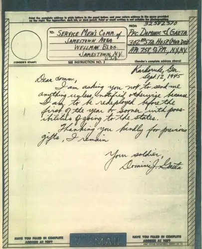 1945, V – Mail sheet and envelope dated „SEP 24 1945“ written in Karlsruge, Germany