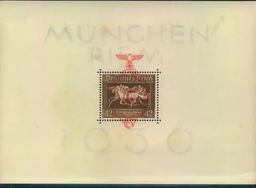 1937, München - Riem Block mit Aufdruck postfrisch / Block 10 **)