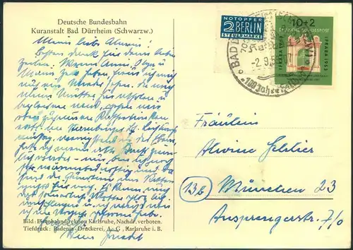 1953,10 Pfg. IFRABA auf Postkarte