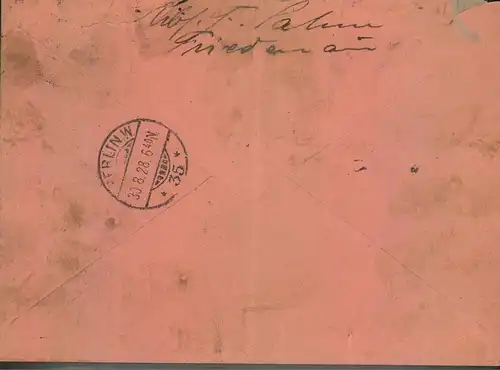 1928, Rohrpost Ganzsachenumschlag mit portogerechter Zusatzfrankatur ab BERIN-FRIEDENAU