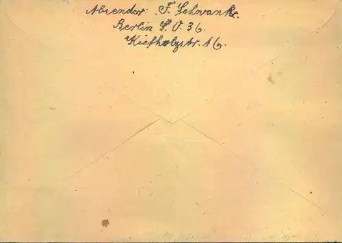 1945, Ortsbrief mit 8 Pfg. Bär ab "BERLNRLIN SO 36 - 18.8.45". Trotz der bereits bestehenden Briefsperre unbeanstandet