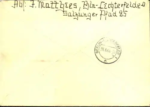 1946, Ortseinschreiben mit Bärenfrankatur ab "BERLIN-FRIEDENAU 25.6.46"