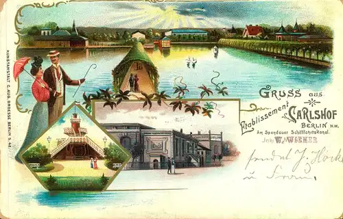 1905, "PLÖTZENSEE", Berliner Vorortstempel rs. auf dekorativer Ansuchtskarte