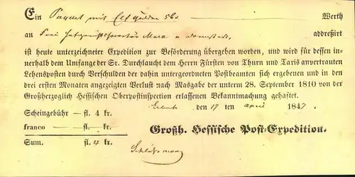 1847/1876, 5 Postscheine