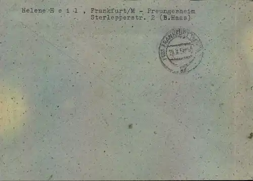 1954, 60 Pfg. Posthorn sehr spät verwendeztauf Ortseinschreiben "FRANKFURT (MAIN) 9 Ostbhf 29:9:42