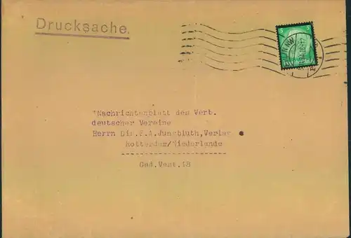 1934, 5 Pfg. Hindenburg Trauer als seltenere EF auf Auslandsdrucksache ab BERLIN,