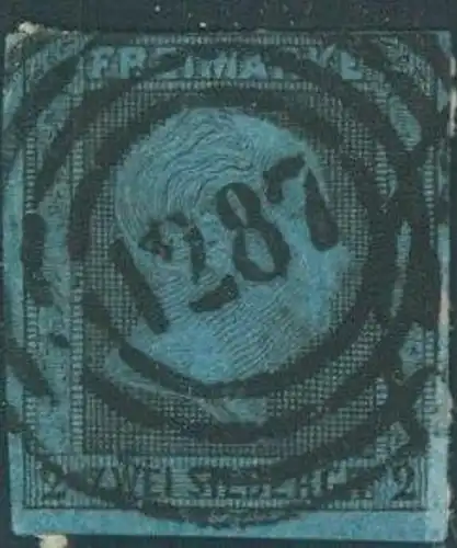 1852 ca. Nummernstempel "1287" SAARLOUIS AUF 2 Sgr. bitte ansehen