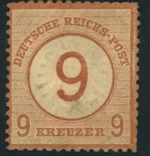 1872, 9 auf 9 Kreuzer Brustschild ungebraucht ohne Gummi ( Mi 30,(*(