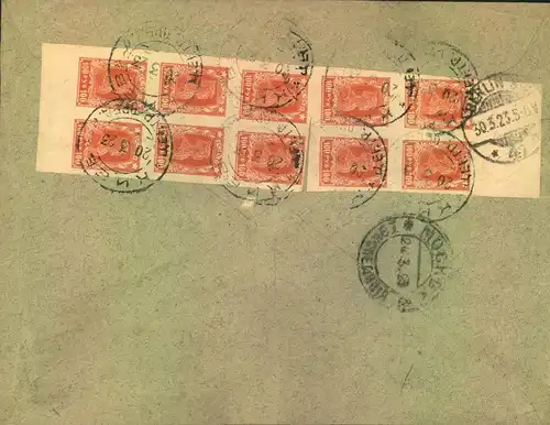 1923, 100 Rubel im 10-er-Block auf Brief ab KIEW an Dr. Brender in Berlin