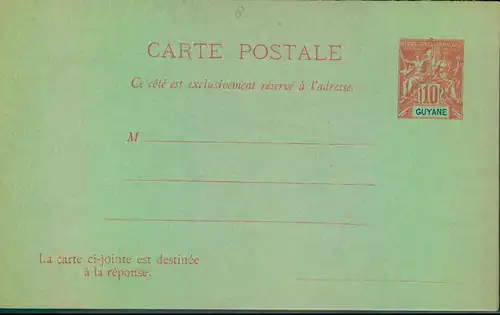 1896 appr., 10 Ct. double stationery card unused