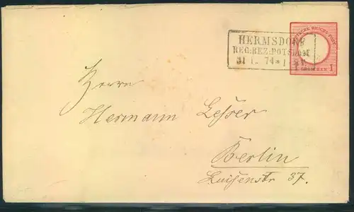 1874LETZTER TAG DER GROSCHENWÄHUNG: GSU " HERMSDORF Reg. Bez. Potsdam 31 12 74"