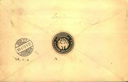 1890,  unfrankierter Nachnahmebrief ab "BERLIN . N. 58 "- Absender Standesamt Rosenthaler Vorstadt