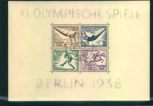 1936, Okypia Blockpaar mit Sonderstempel von KIEL (Segeln) und Tagesstempel "DRESDEN