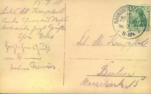 KLASSISCHE BERLIN - STEMPEL: ""RAHNSDORF ER MÜHLE (KR. NIEDERBARNIM"  suf A