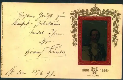1898, PACKETFAHRT, Ganzsachenkarte zurm 10-Lährigen Regierungsjubiläum Wilhelm II