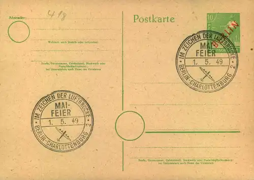 1948/1949, BERLINER BLOCKADE ; Rotaufdruck, P 3