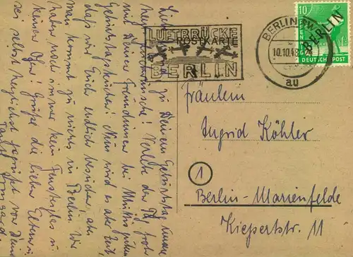 1948/1949, BERLINER BLOCKADE ; Rotaufdruck, Bedarf