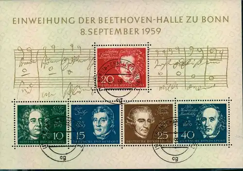 1959: Beethoven-Block mit Ersttagsstempel BERLIN-CHARLOTTENBURG (Bl. 2)