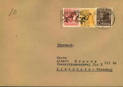 1948,9 verschiedene Werte Schwarzaufdruck, je auf Sammlerumschlag mit Luftbrückenstempel „BERLIN SW 11“r