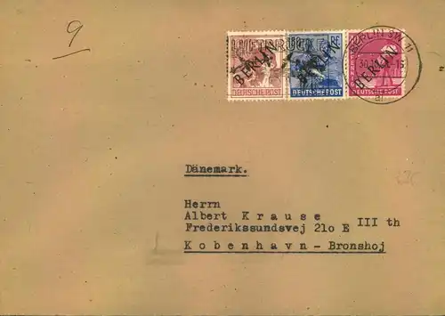 1948,9 verschiedene Werte Schwarzaufdruck, je auf Sammlerumschlag mit Luftbrückenstempel „BERLIN SW 11“r