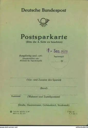 1966, Postsparkarte mit 3 Wertem Brandenburger Tir miz L1"NUN SPARE WEITER"