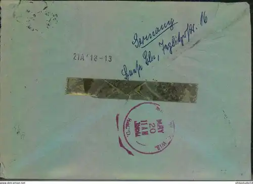 1960, Luftpost-Eilbrief ab "BERLIN - ZENTRALFLUGAFEN" mit hoher Frankatur nach USA.