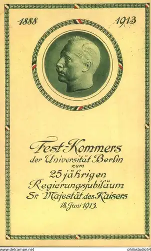 1913, 25 Jahre Regierungsjubiläum Sr. Majestät des Kaisers. Sonderkarte mit Sonderstempel