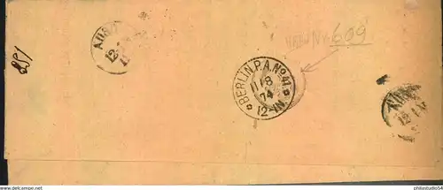 KLASSISCHE BERLINSTEMPEL: " BERLIN W. P. AG. 55 -11/8 74 2" auf Behändigungsschein