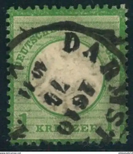 1872,1 Kreuzer dunkelgrün gestempelt, geprüft Sommer BPP